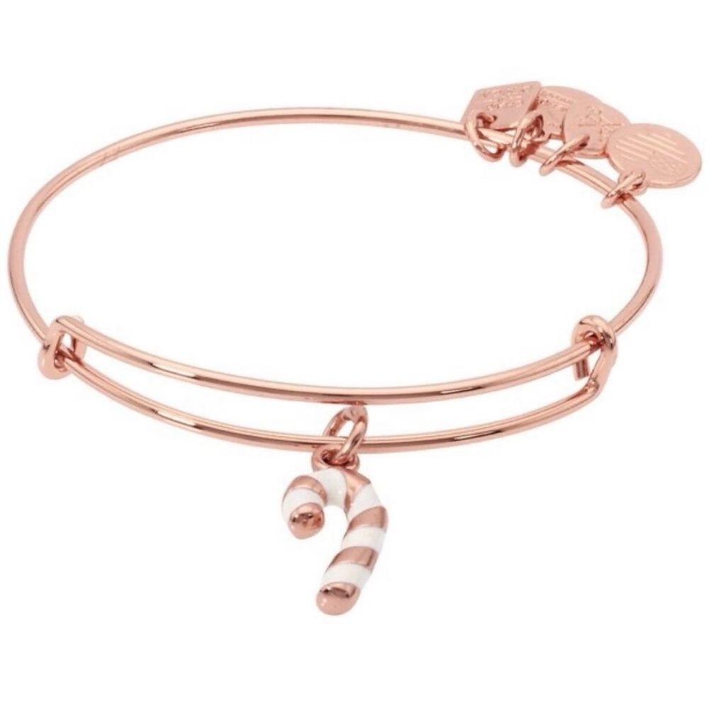 Alex and Ani Candy Cane Rose Gold Finish Bangle Bracelet